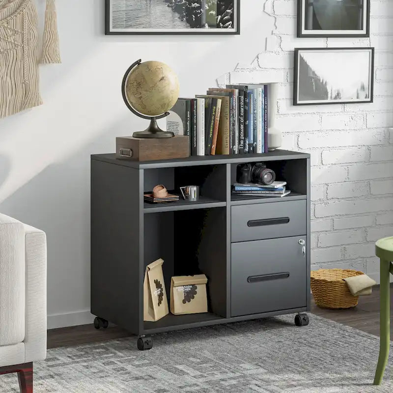 Modern Mobile Steel File Cabinet Lateral Filing Cabinet 2 Drawers