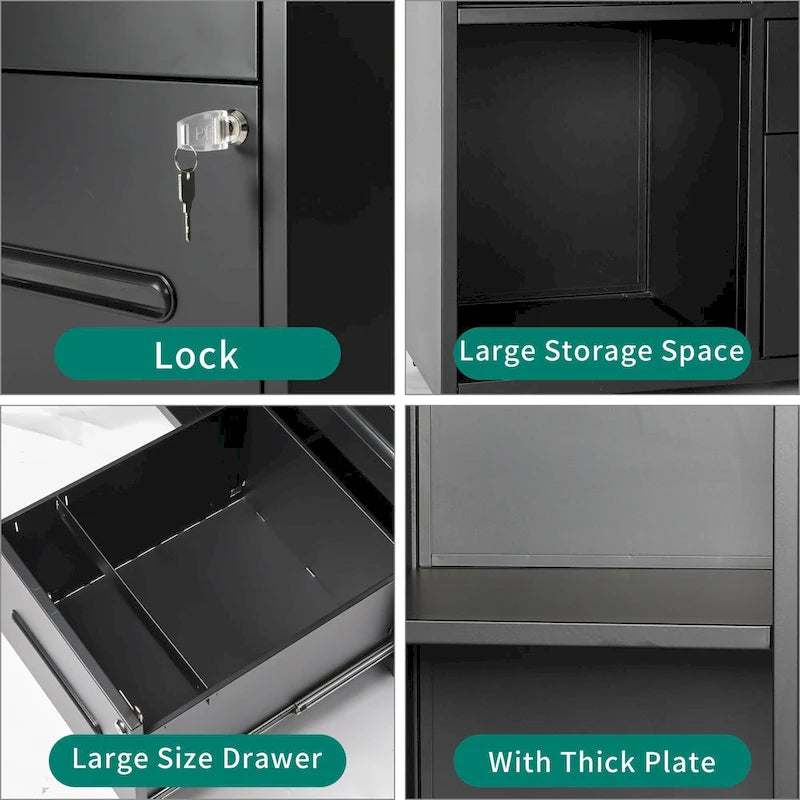 Modern Mobile Steel File Cabinet Lateral Filing Cabinet 2 Drawers