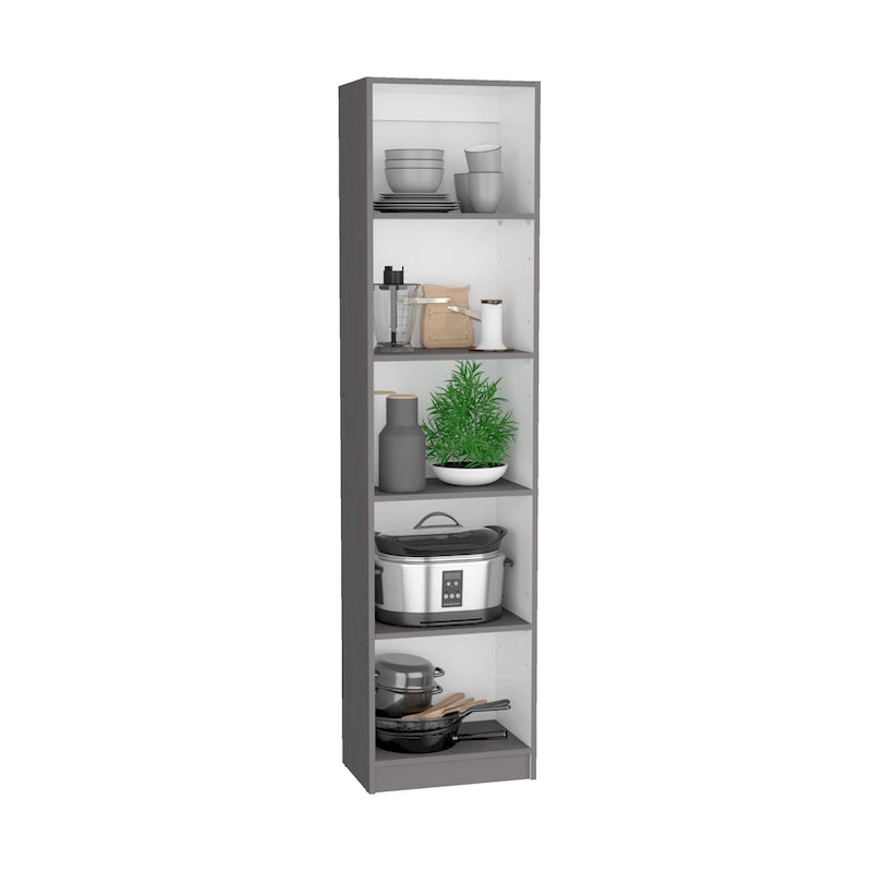 Kenyon 60 Wide 5-Shelf and Cabinet Bookcase Set of 3 Matt Grey - White