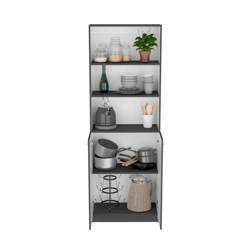 Kenyon 60 Wide 5-Shelf and Cabinet Bookcase Set of 3 Matt Grey - White