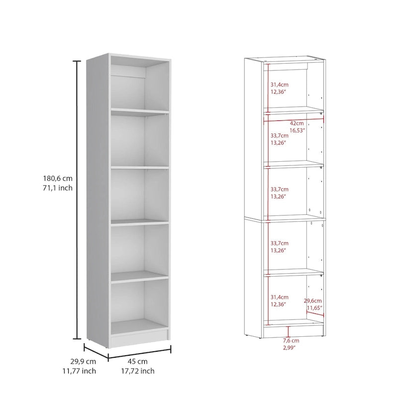 Kenyon 60 Wide 5-Shelf and Cabinet Bookcase Set of 3 Matt Grey - White