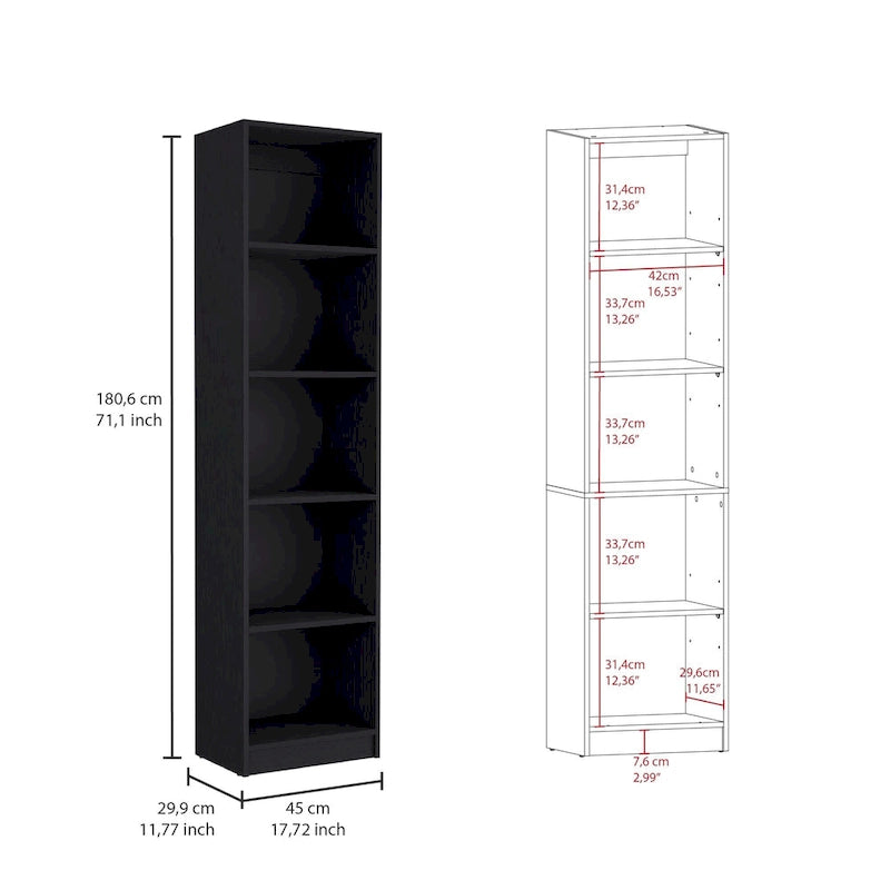 Kenyon 60 Wide 5-Shelf and Cabinet Bookcase Set of 3 Matt Grey - White