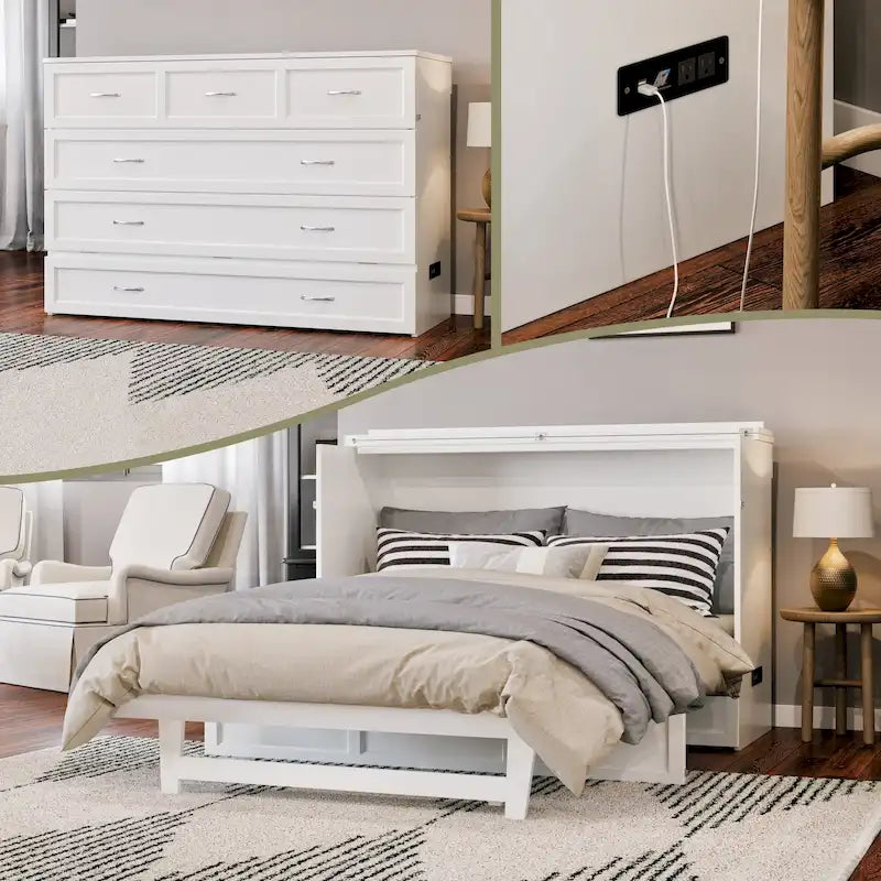 Northfield Queen Murphy Bed Chest with Mattress