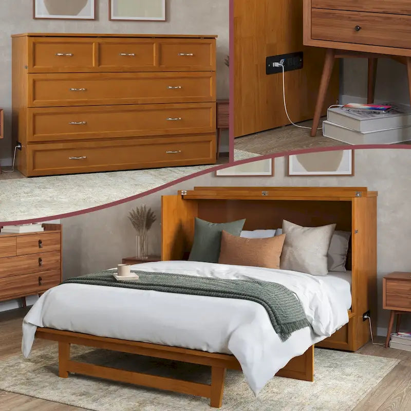 Northfield Queen Murphy Bed Chest with Mattress