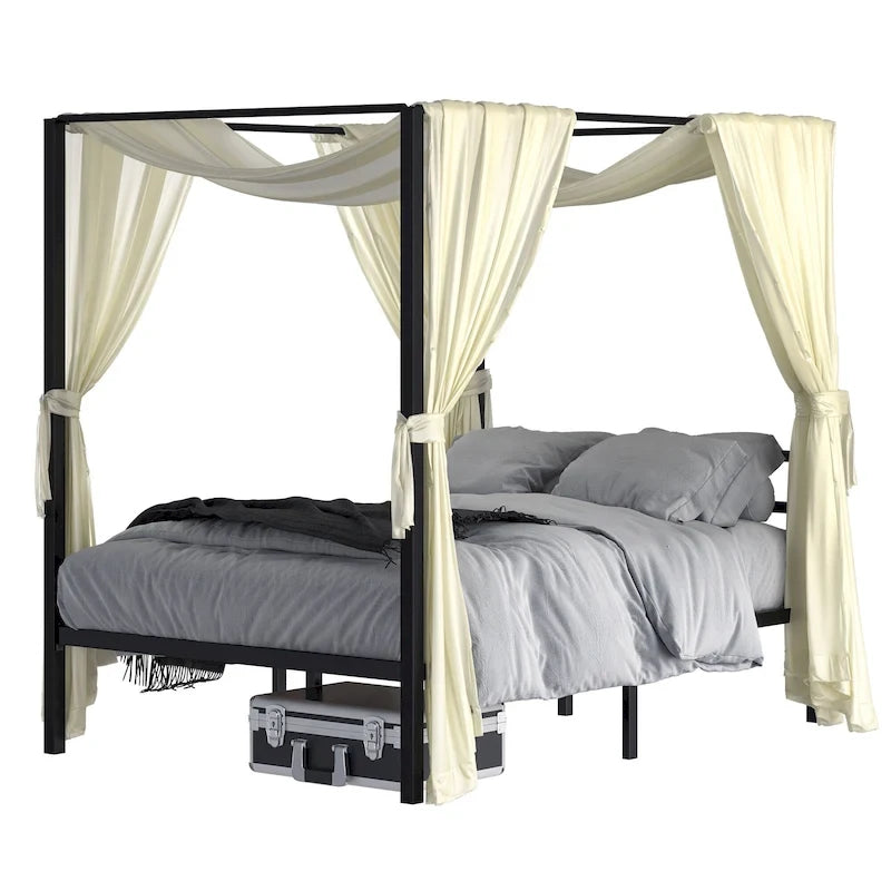 Metal Full Canopy Platform Bed Frame