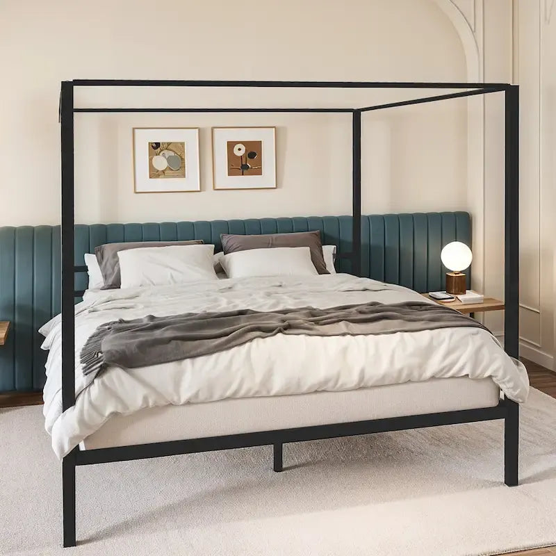 Metal Full Canopy Platform Bed Frame