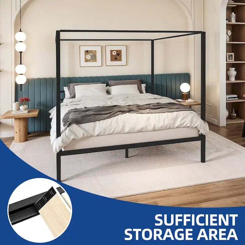 Metal Full Canopy Platform Bed Frame