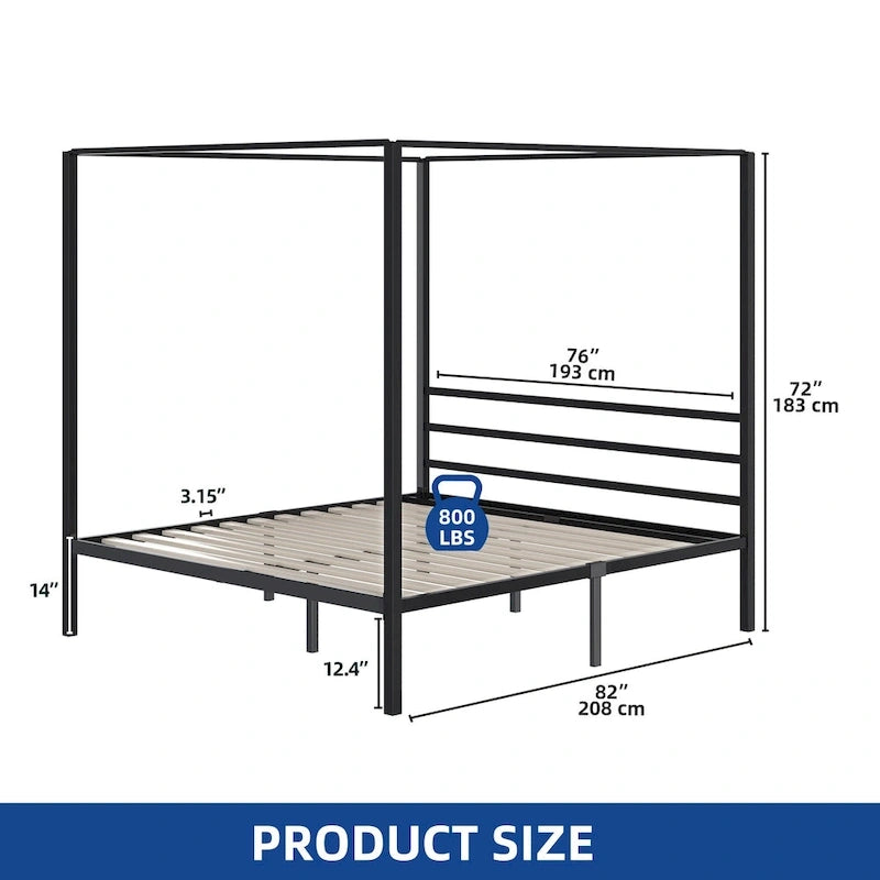 Metal Full Canopy Platform Bed Frame