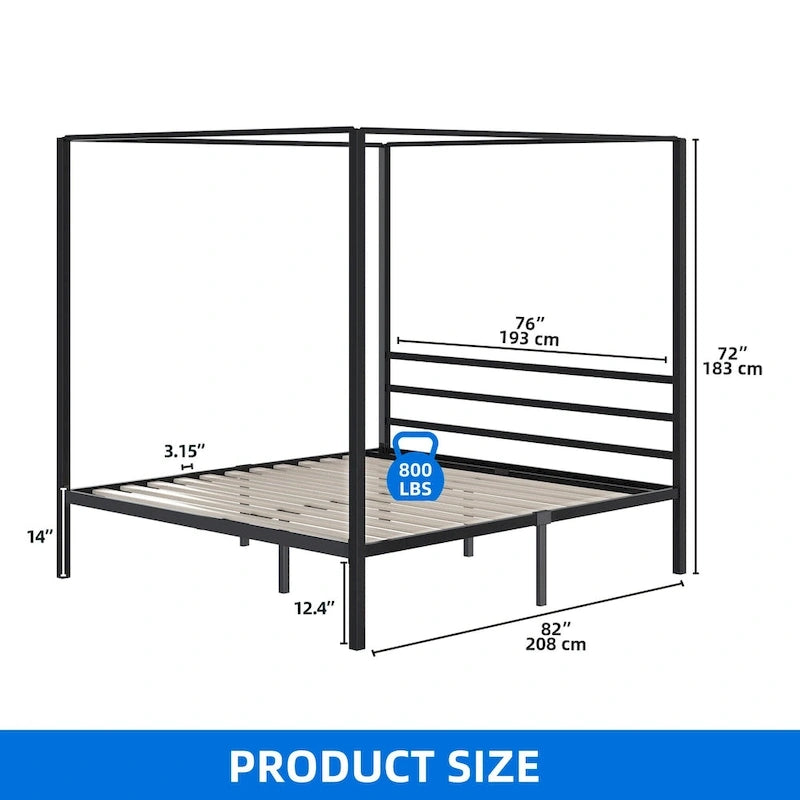 Metal Full Canopy Platform Bed Frame
