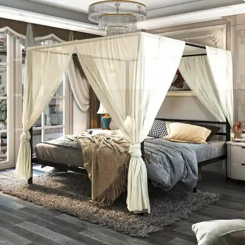 Metal Full Canopy Platform Bed Frame