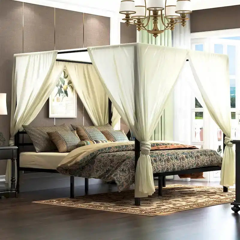 Metal Full Canopy Platform Bed Frame