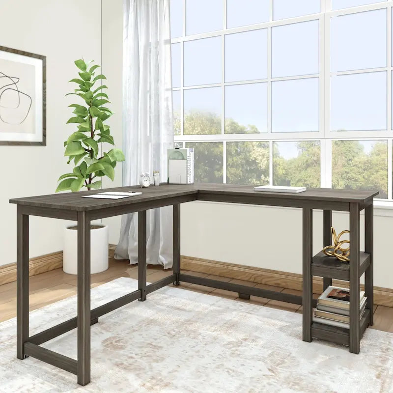 Plank and Beam Corner Desk w/ Shelves