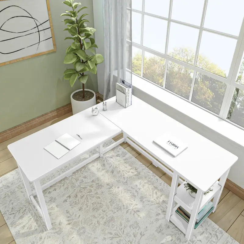 Plank and Beam Corner Desk w/ Shelves