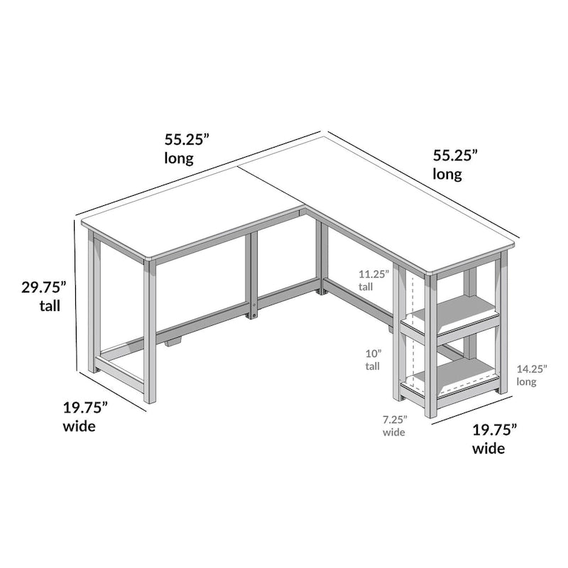Plank and Beam Corner Desk w/ Shelves