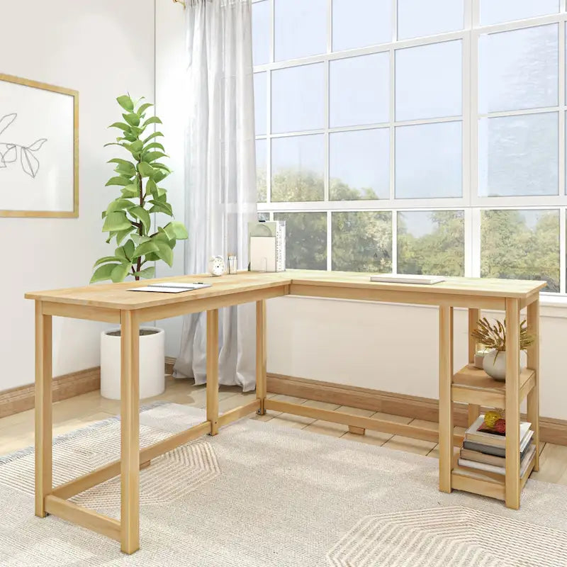 Plank and Beam Corner Desk w/ Shelves