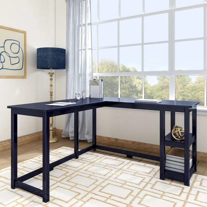 Plank and Beam Corner Desk w/ Shelves