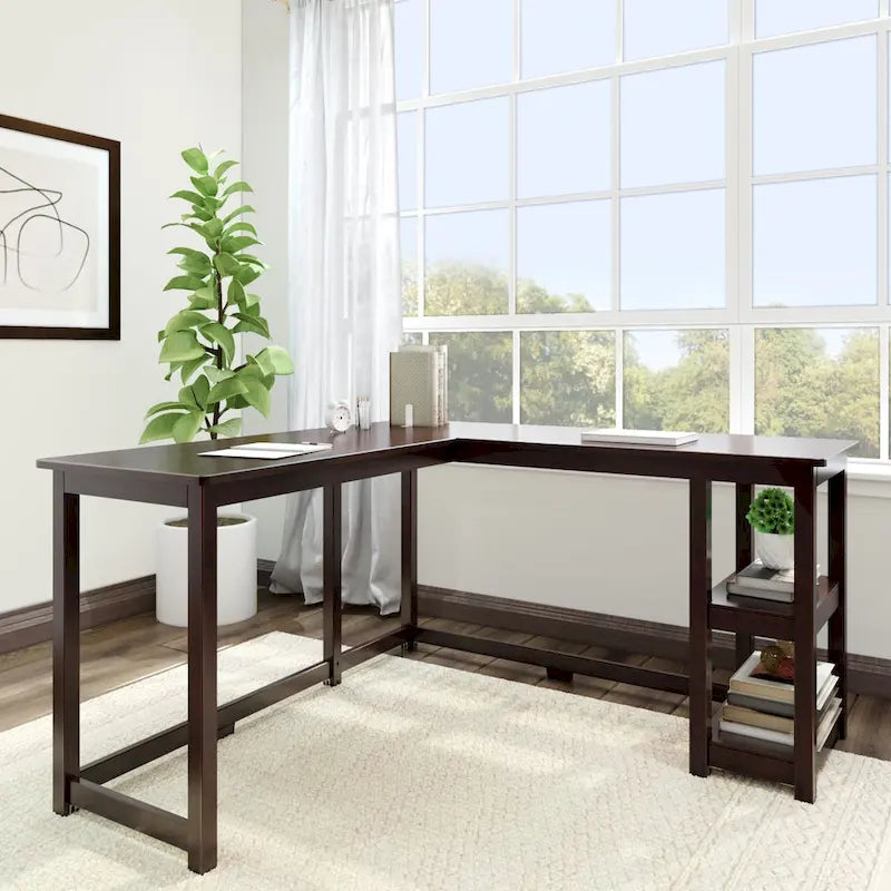 Plank and Beam Corner Desk w/ Shelves