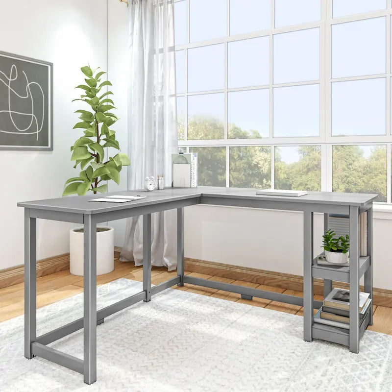 Plank and Beam Corner Desk w/ Shelves