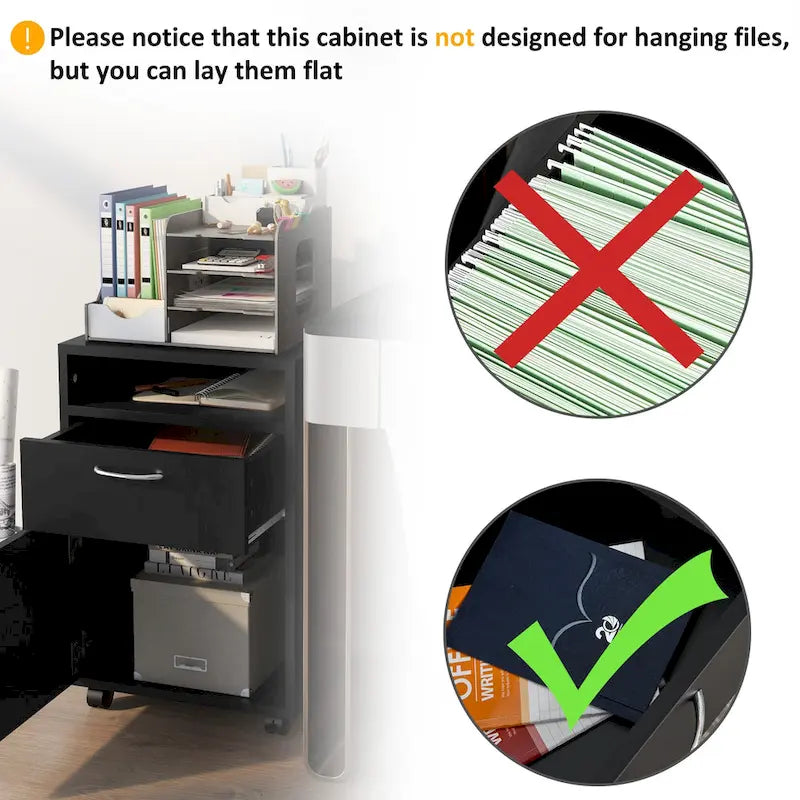 Mobile Storage Cabinet Organizer with Drawer and Cabinet, Printer Stand with Castors