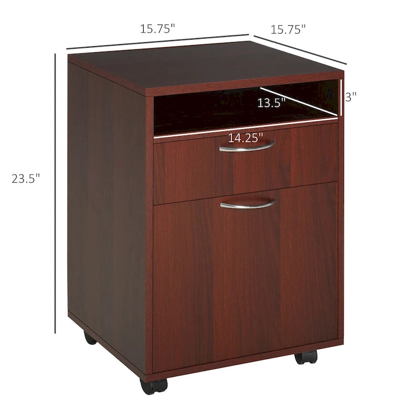 Mobile Storage Cabinet Organizer with Drawer and Cabinet, Printer Stand with Castors