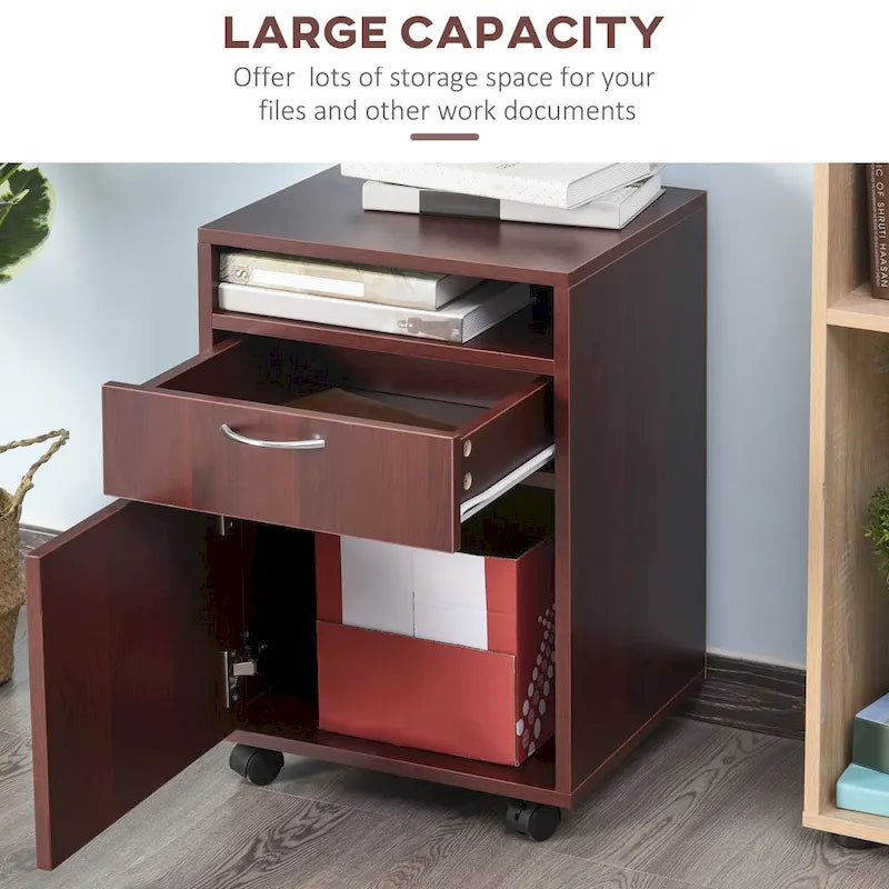 Mobile Storage Cabinet Organizer with Drawer and Cabinet, Printer Stand with Castors