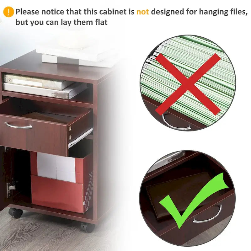 Mobile Storage Cabinet Organizer with Drawer and Cabinet, Printer Stand with Castors