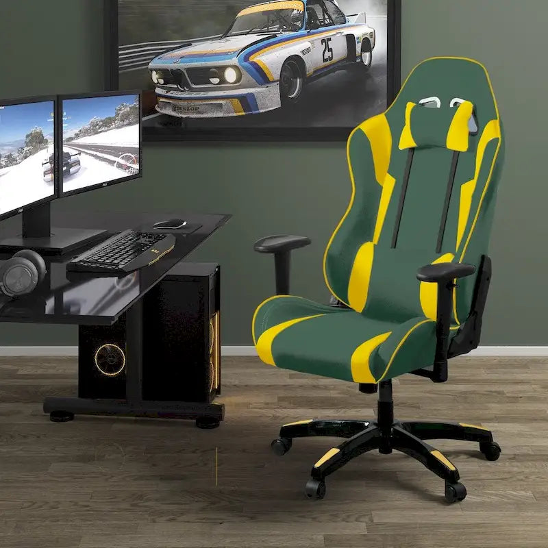 Porch & Den Banton Bonded Leather, Fabric, and Mesh High-back Ergonomic Gaming Chair