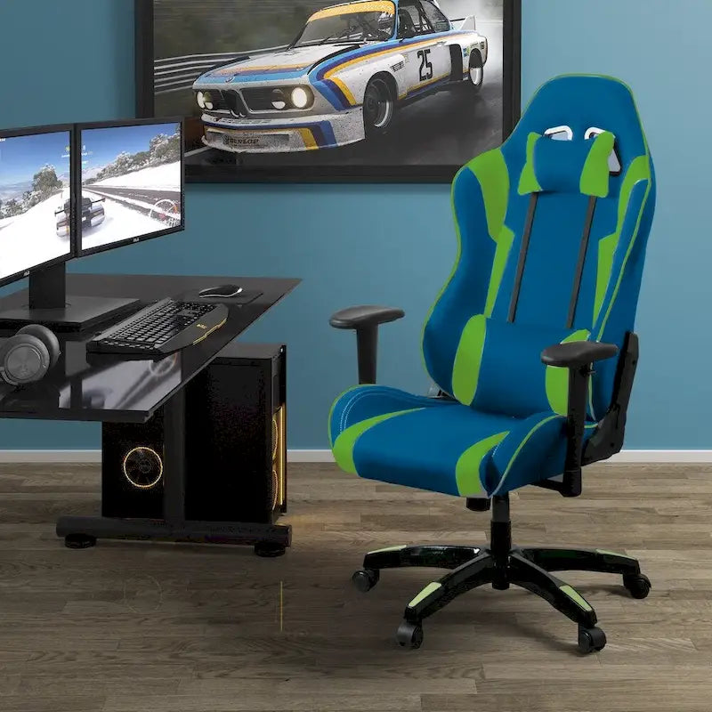 Porch & Den Banton Bonded Leather, Fabric, and Mesh High-back Ergonomic Gaming Chair