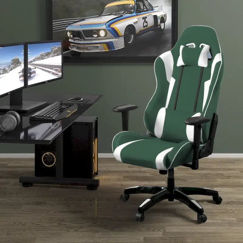 Porch & Den Banton Bonded Leather, Fabric, and Mesh High-back Ergonomic Gaming Chair