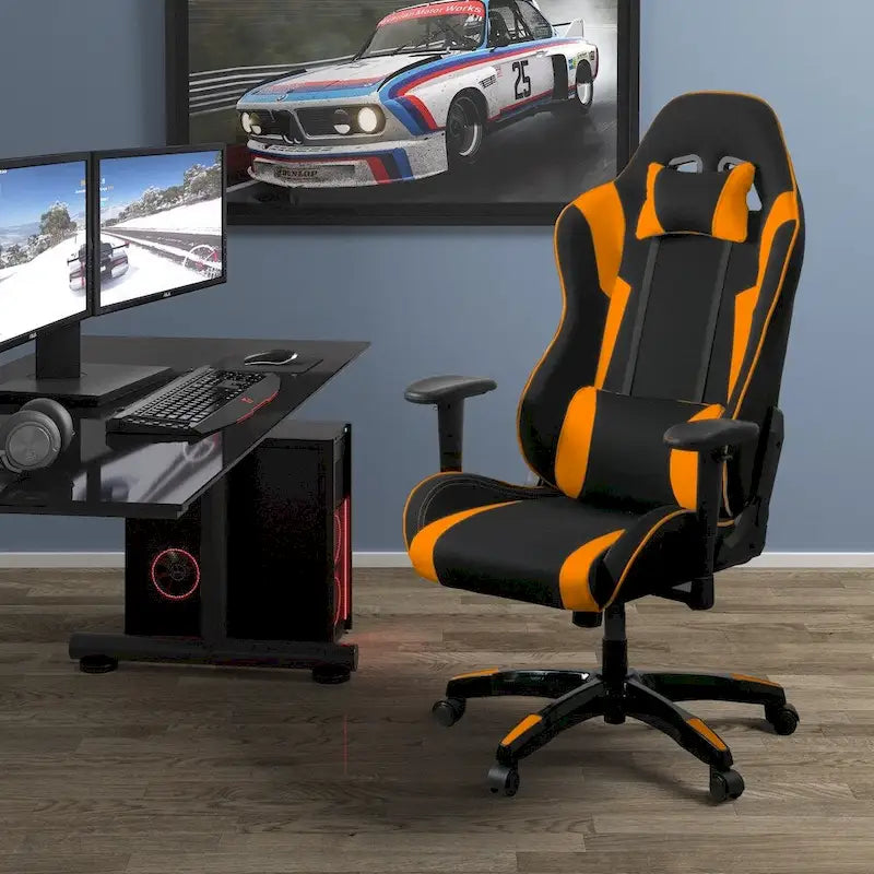 Porch & Den Banton Bonded Leather, Fabric, and Mesh High-back Ergonomic Gaming Chair