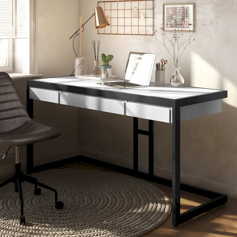 Bureau industriel en bois d'acacia massif