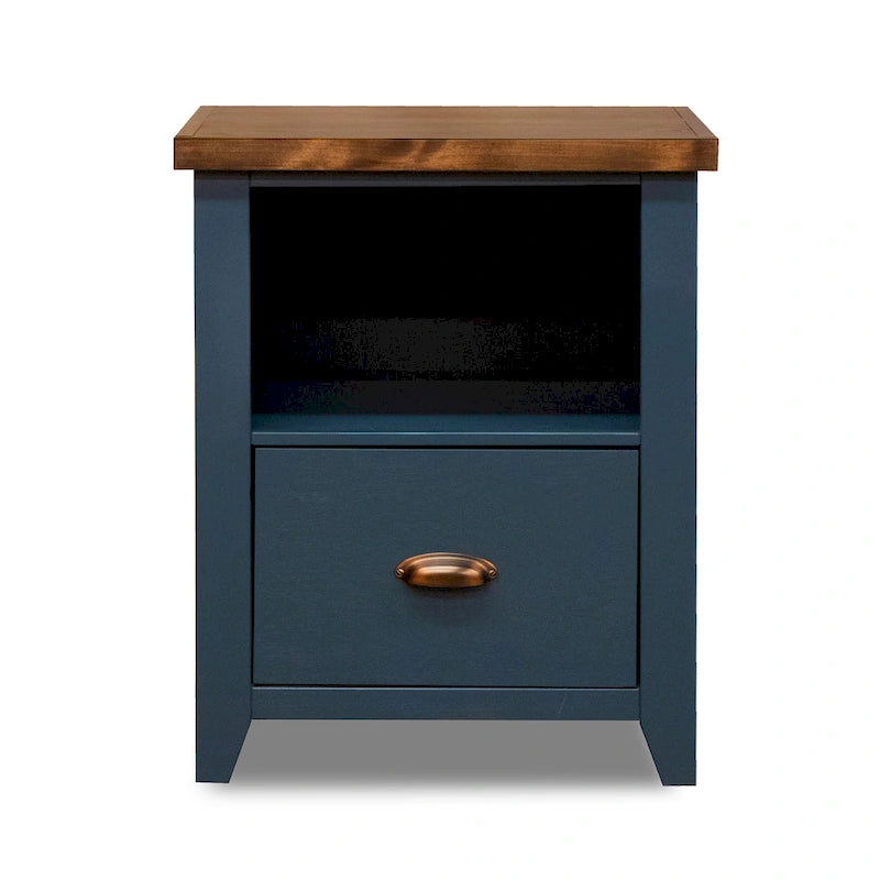 Bridgevine Home Nantucket 22 inch 1-drawer file, No Assembly Required, Blue Denim and Whiskey
