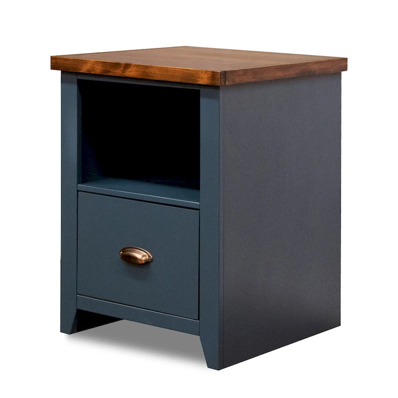 Bridgevine Home Nantucket 22 inch 1-drawer file, No Assembly Required, Blue Denim and Whiskey