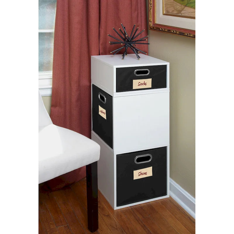 Noble Connect Storage Set- 2 Full Cubes/1 Half Cube- White Wood Grain