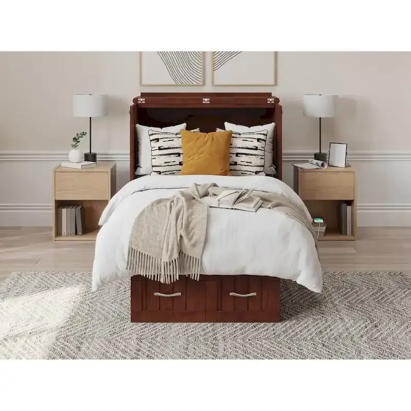 Sydney Twin Murphy Bed Chest with 6 inch Mattress