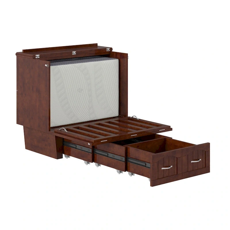 Sydney Twin Murphy Bed Chest with 6 inch Mattress