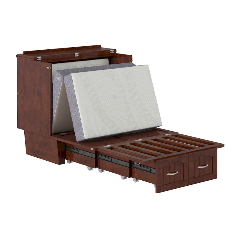 Sydney Twin Murphy Bed Chest with 6 inch Mattress
