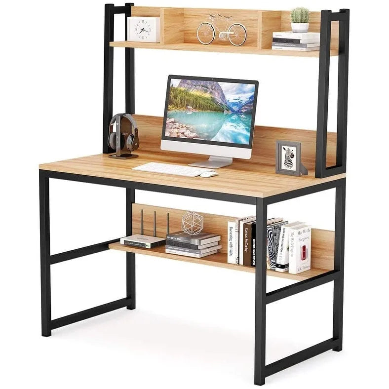 Home Office Desk Computer Desk Study Desk with Hutch and Shelves