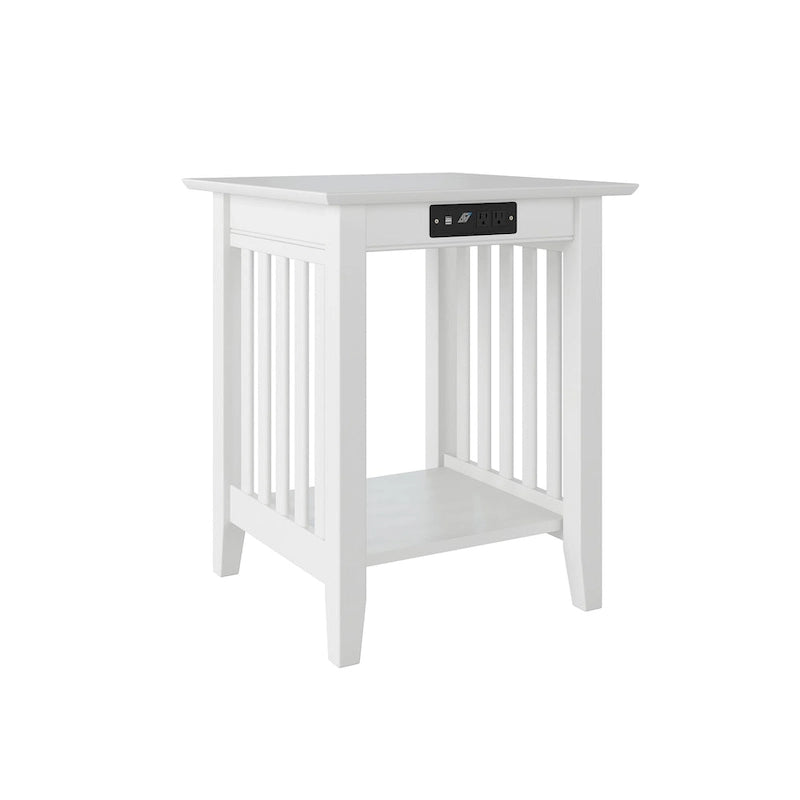 AFI Mission Printer Stand with Built-in Charger in White
