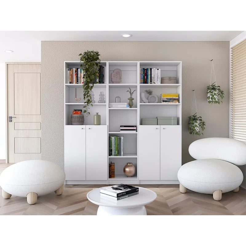 Kenyon 67 Wide 5-Shelf Double Cabinet Bookcase Set of 3