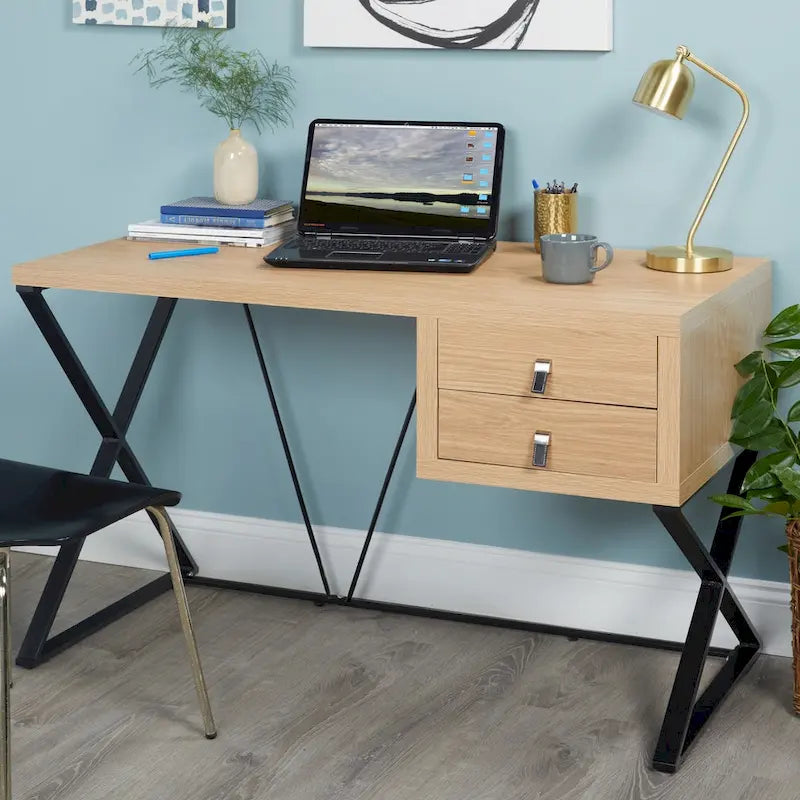 Bureau au design contemporain avec finition et base contrastées
