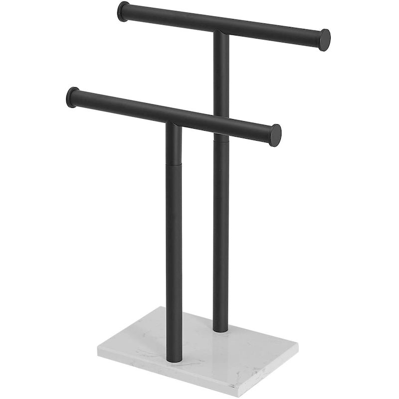 2-Tier Towel Rack Countertop Free Standing with Natural Marble Base