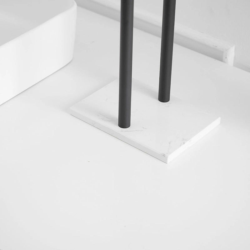 2-Tier Towel Rack Countertop Free Standing with Natural Marble Base