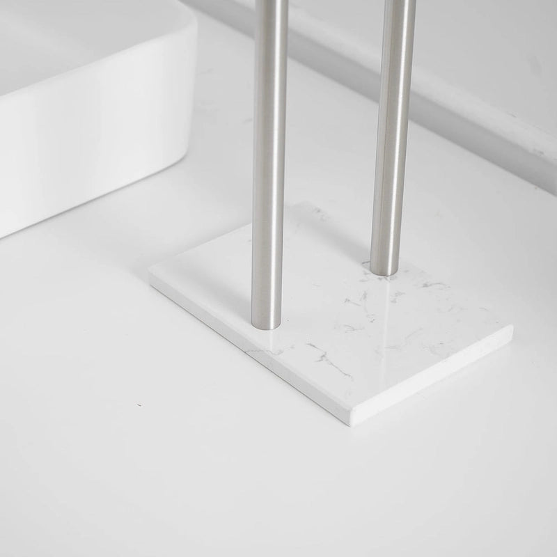 2-Tier Towel Rack Countertop Free Standing with Natural Marble Base