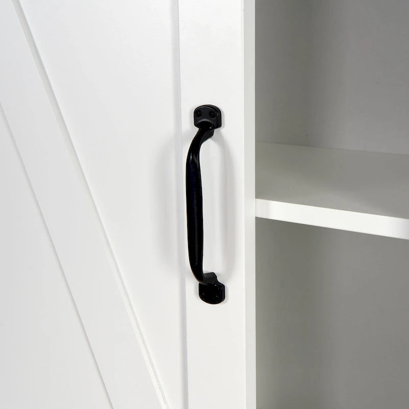 Over-the-Toilet Storage Cabinet With Adjustable Shelves and A Barn Door
