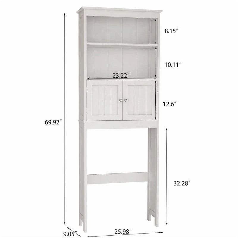 White Wood 2 -Tier Toilet Bathroom Spacesaver Storage Shelf