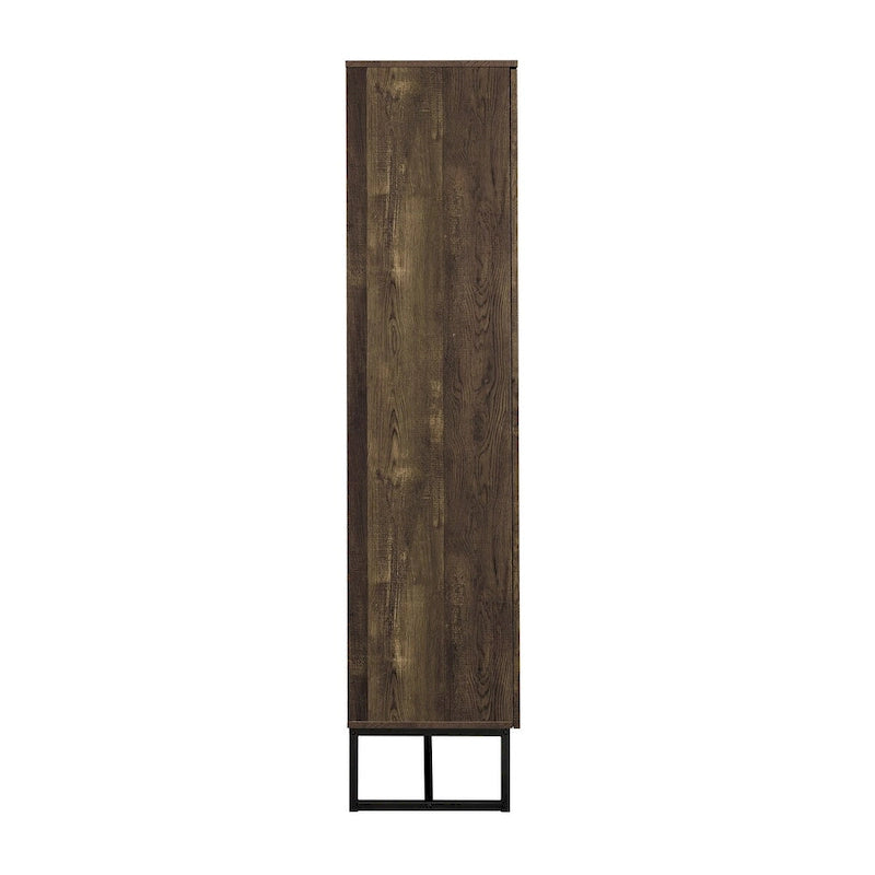 Gunderson Rustic Oak and Gunmetal 8-Shelf Accent Cabinet