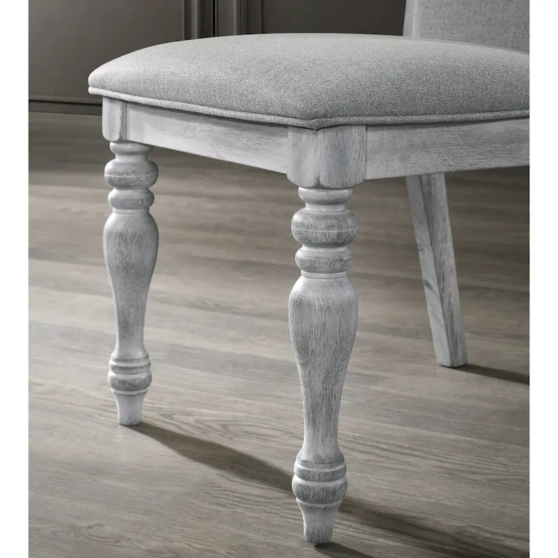 Roundhill Furniture Salines 7 Piece Dining Table Set with 6 Upholstered Chairs, Rustic White and Oak