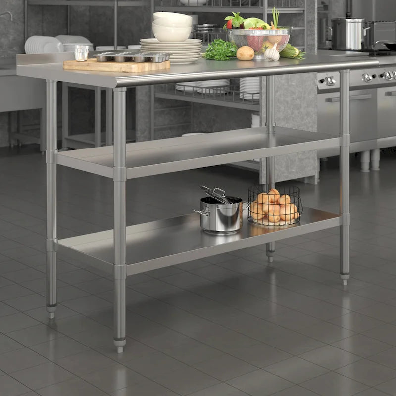 Table de travail de cuisine en acier inoxydable