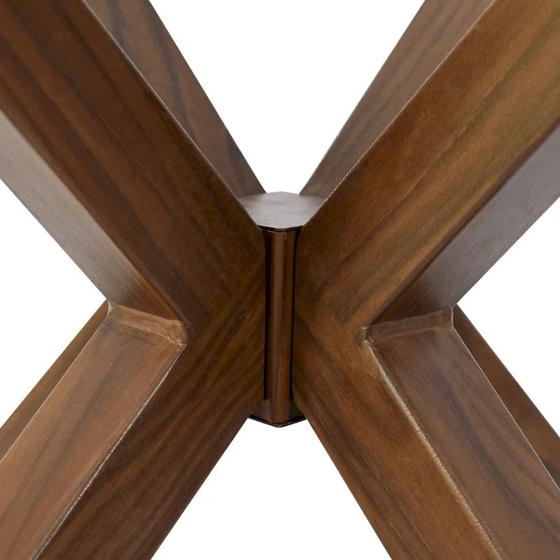 Round 39 Glass Dining Table Walnut Table Leg - 39x30x27